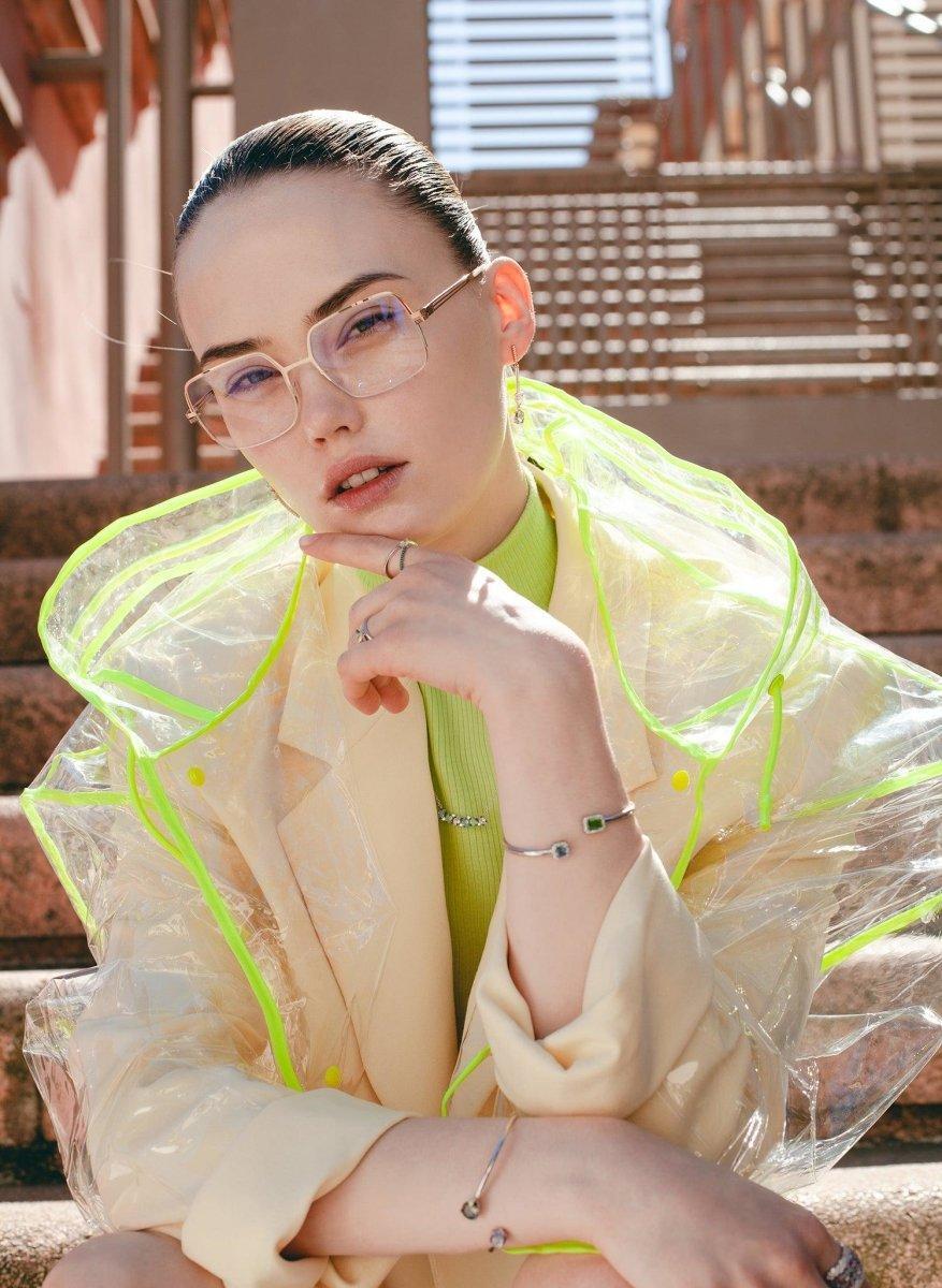 Boucles d'oreilles longs fins de argent design mobile en LINEARGENT