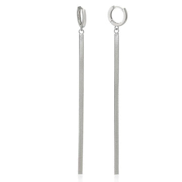 Pendientes largos plata diseño snake con aro