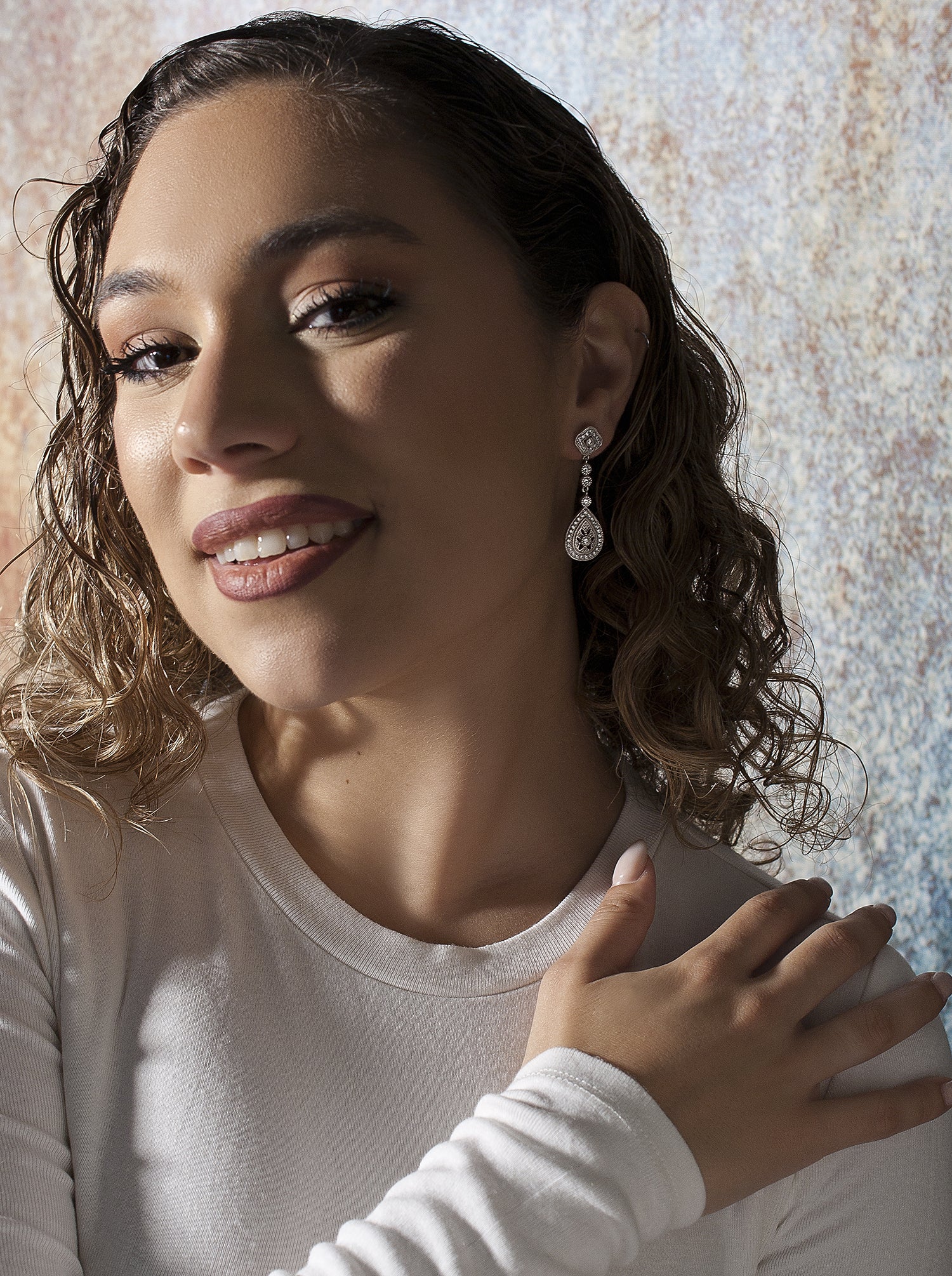 boucles d'oreilles mariée de argent swarovski design goutte avec LINEARGENT