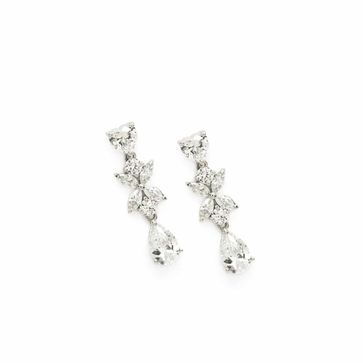Pendientes novia diseño floral con cuarzos adamantinos-LINEARGENT