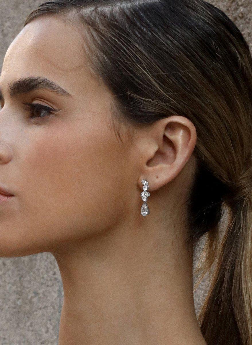 Boucles d'oreilles mariée argent et zircons design LINEARGENT