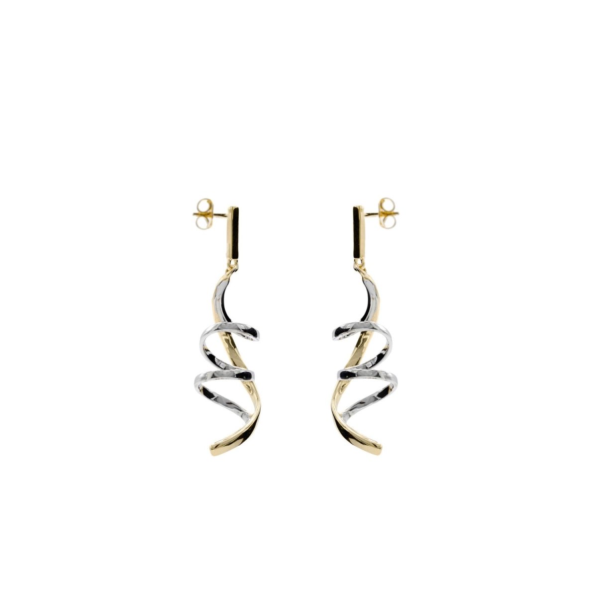 Pendientes originales bicolores diseño tirabuzón-LINEARGENT