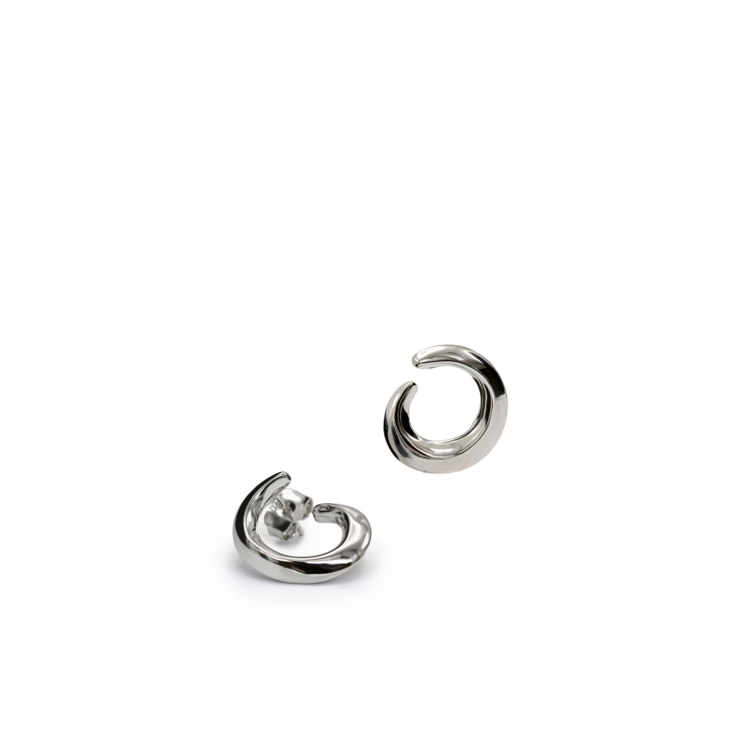 Earrings - Original earrings in silver with open circle motif irregular contour
