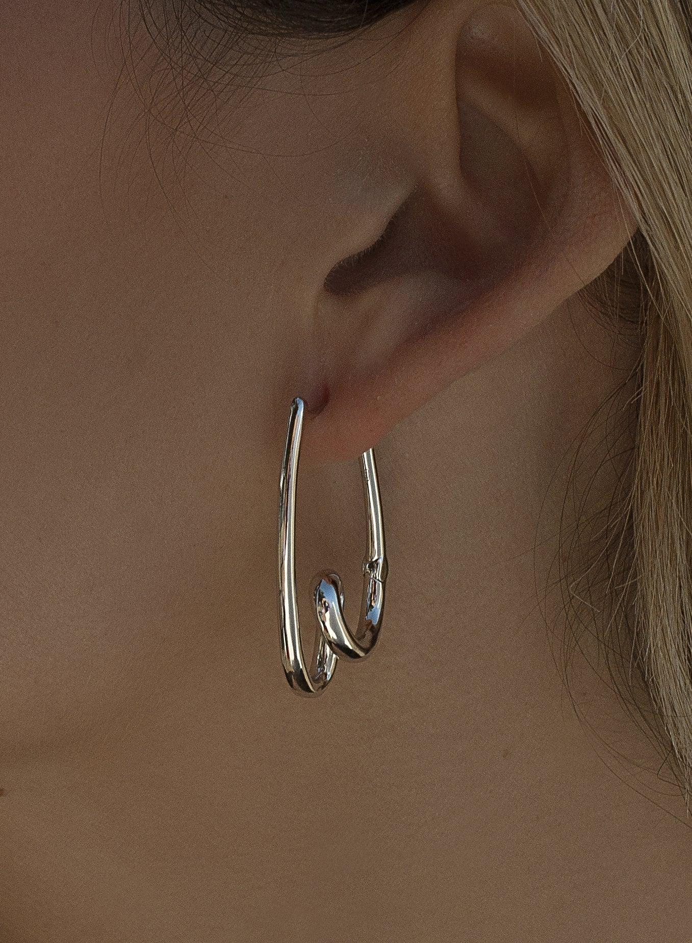 Pendientes originales de plata diseño de tirabuzón-LINEARGENT