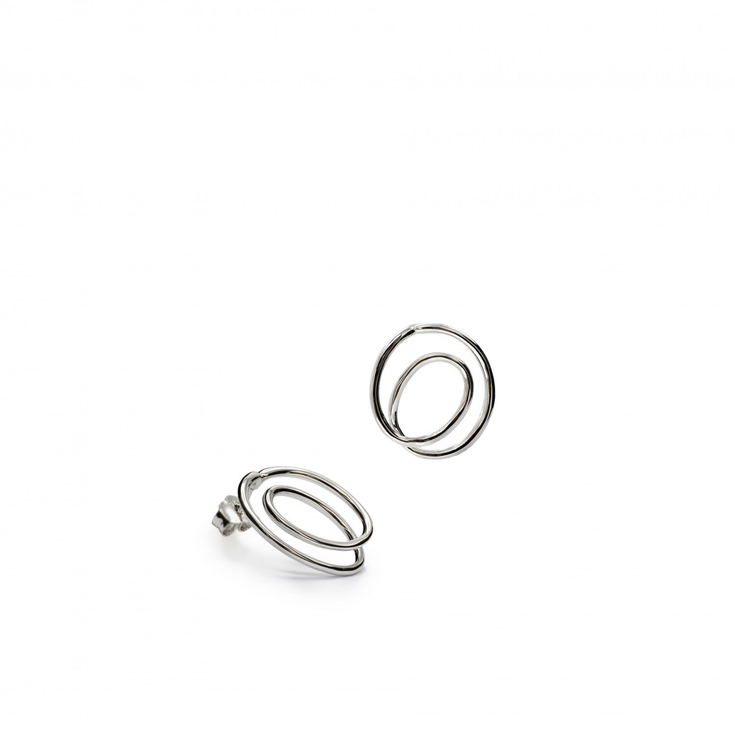 Pendientes originales de plata doble círculo contorno fino-LINEARGENT