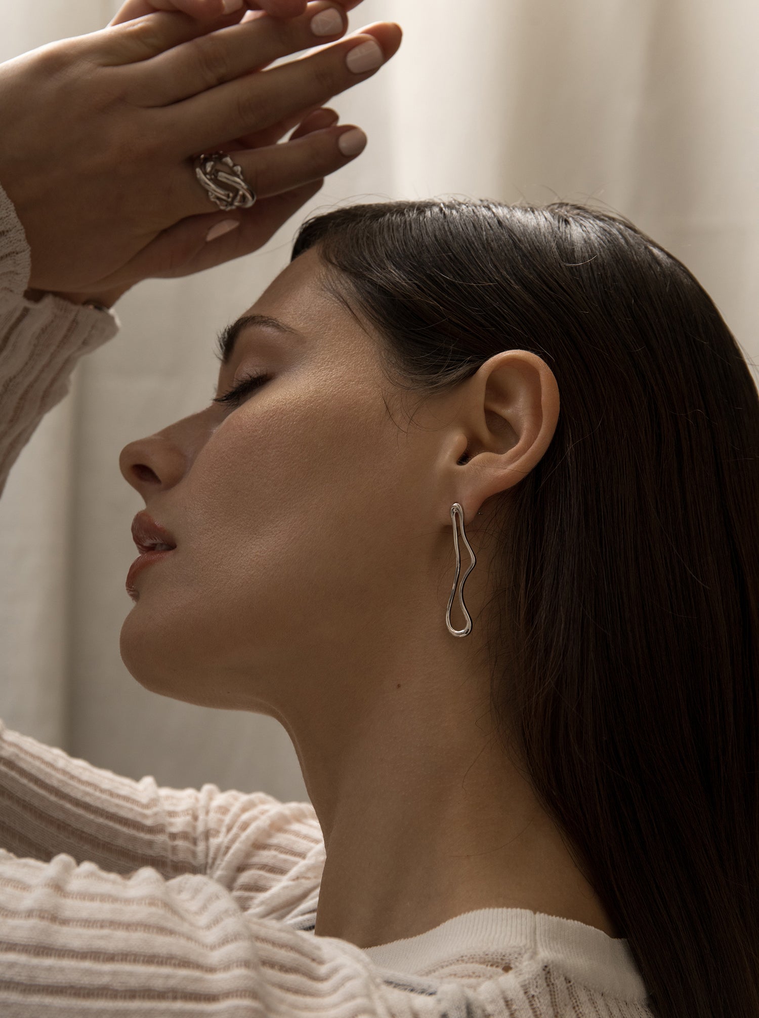 earrings original silver liquid irregular in plain silver