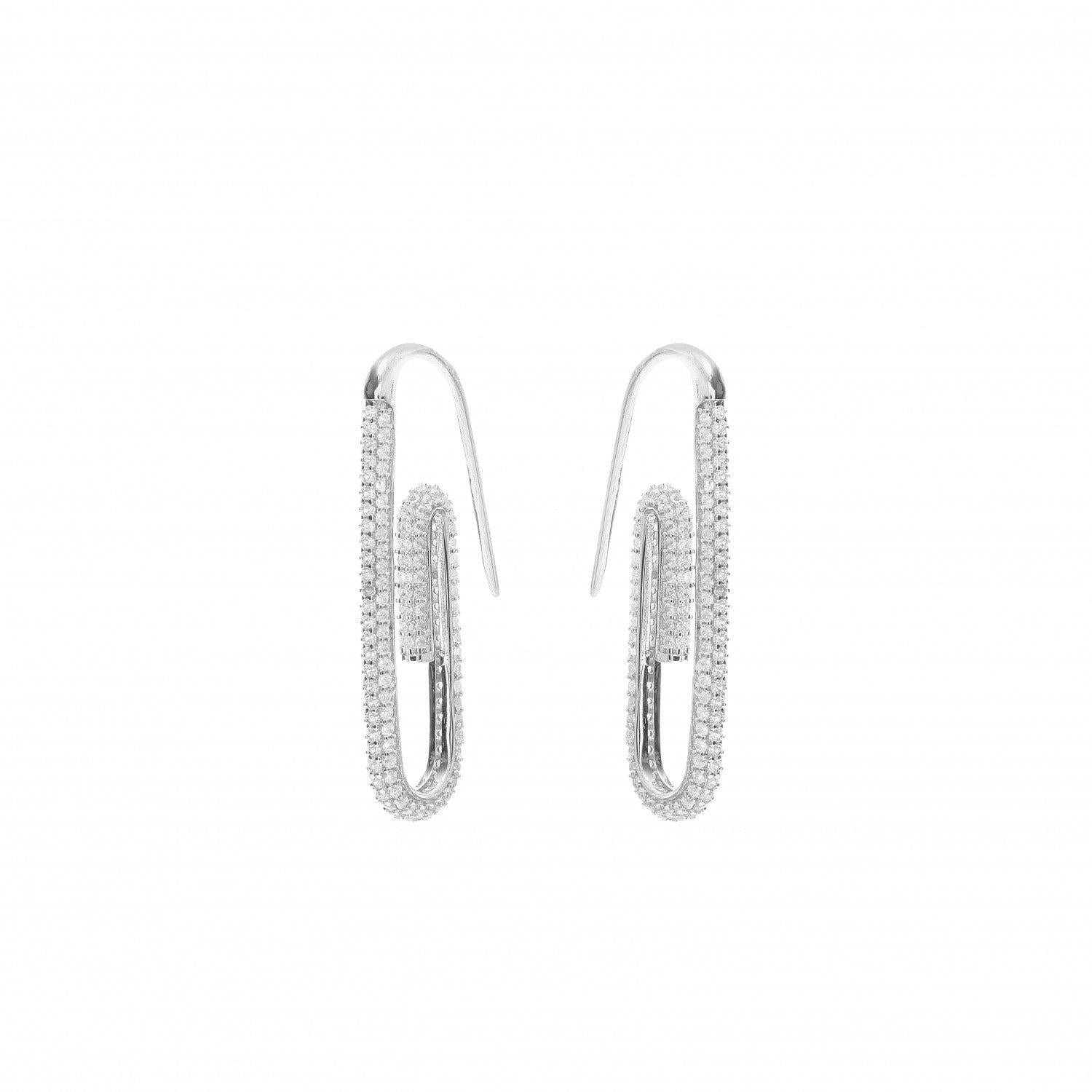 Pendientes originales diseño de clip con circonitas-LINEARGENT