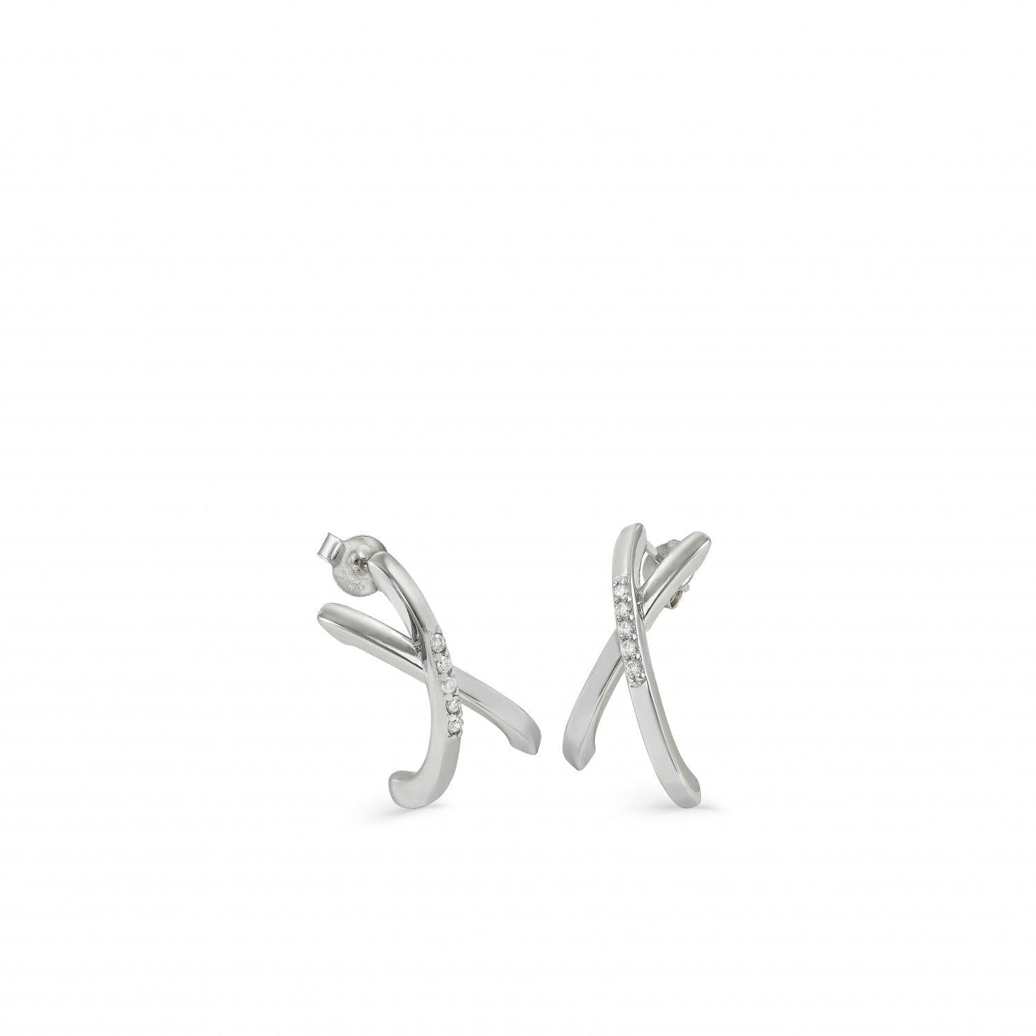 Pendientes originales diseño de dos bandas cruzadas-LINEARGENT