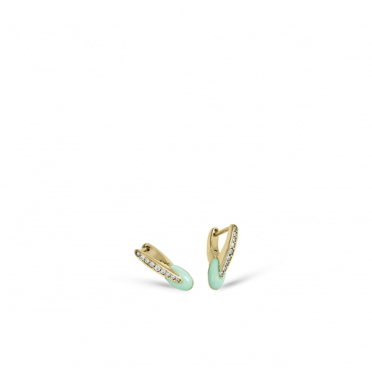 Pendientes originales diseño de ''v'' combinado con esmalte-LINEARGENT