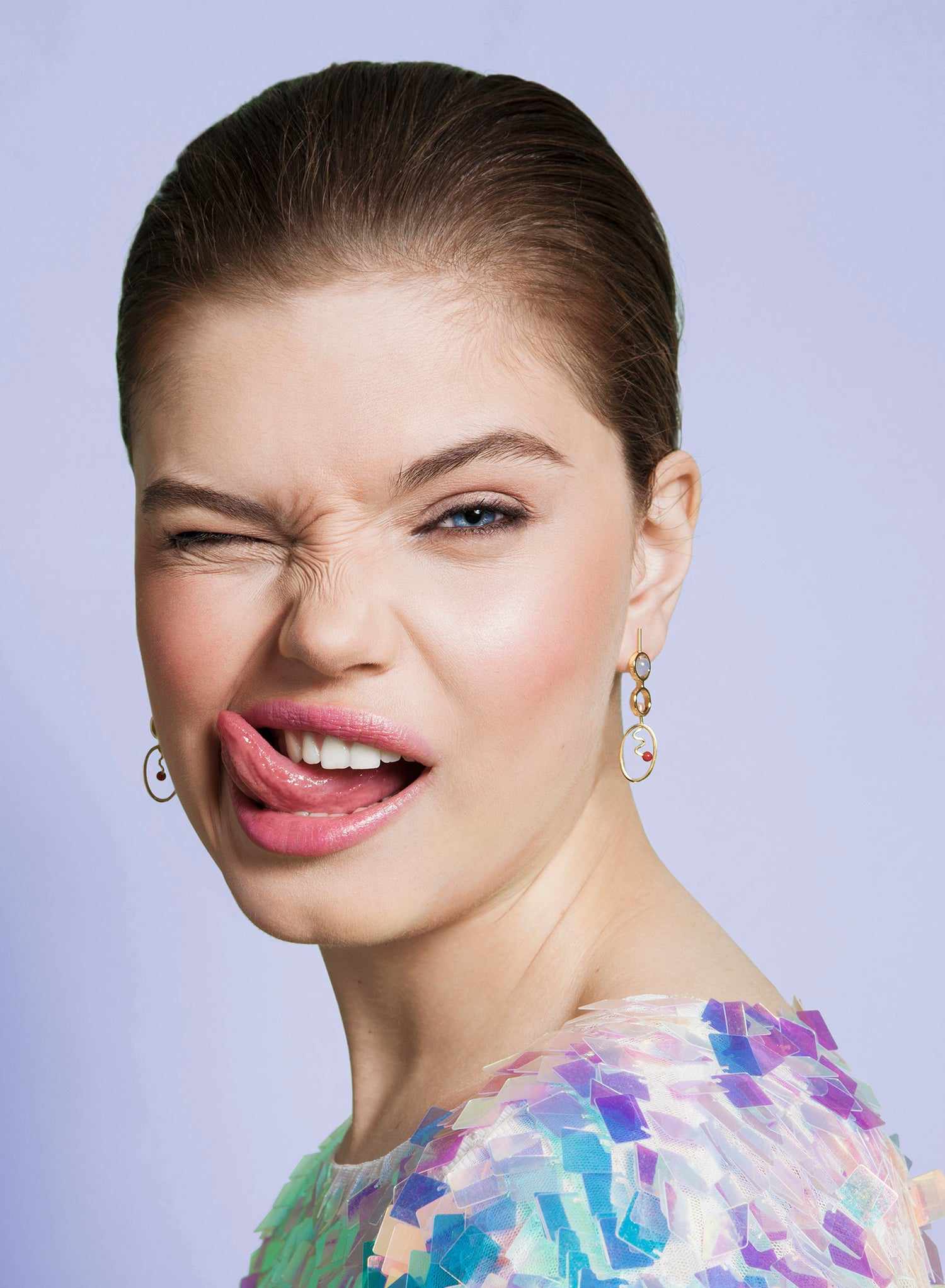 earrings original design mobile with adamantine quartz