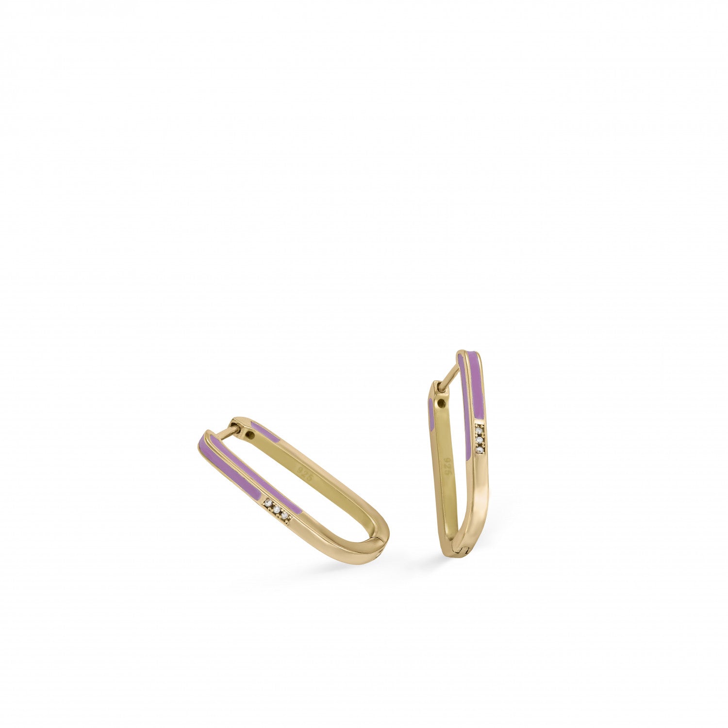 Pendientes originales diseño rectangular con esmalte lila-LINEARGENT