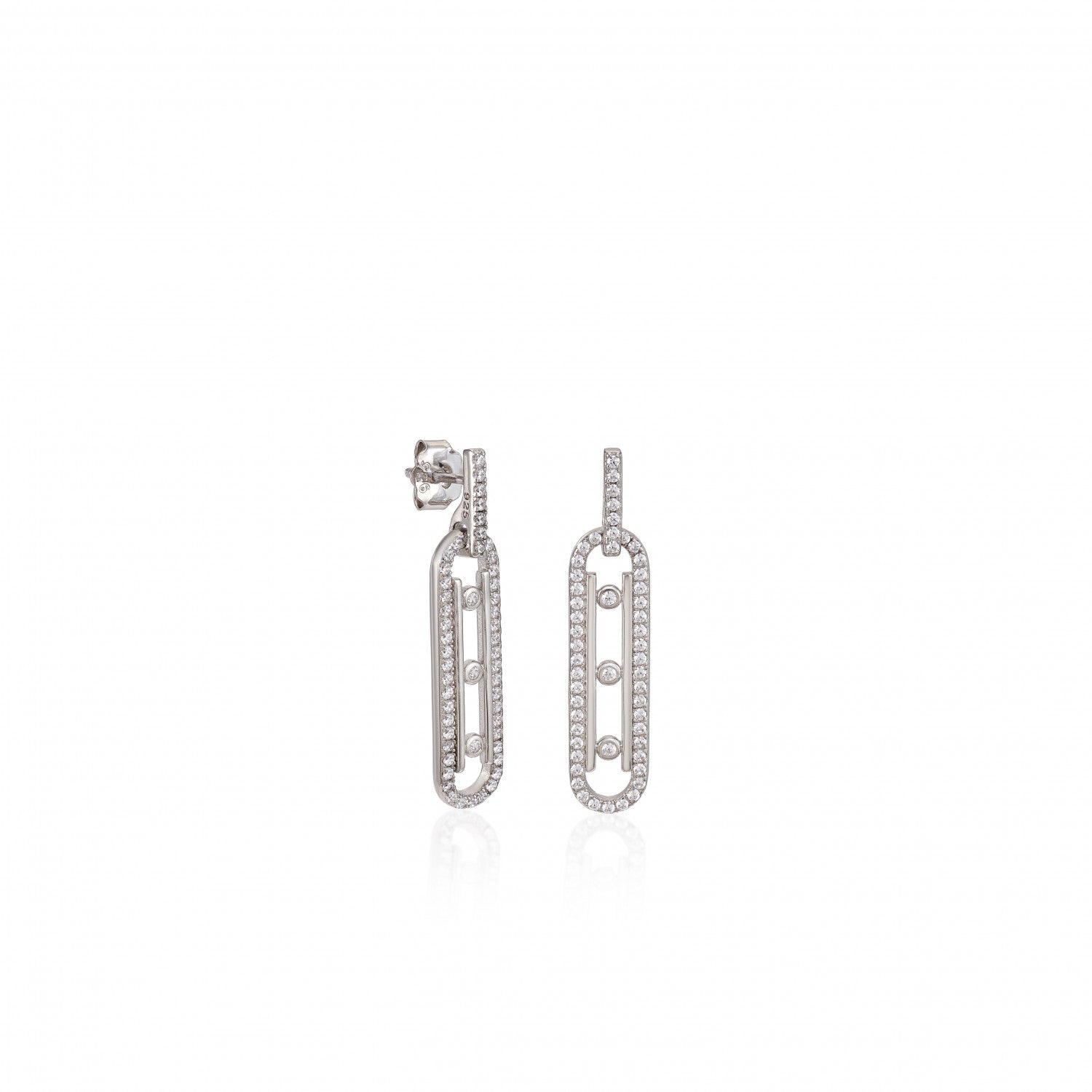 Pendientes originales diseño rectangular de triple circonita-LINEARGENT