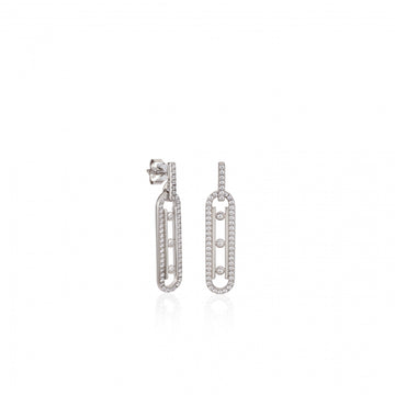 Pendientes originales diseño rectangular de triple circonita