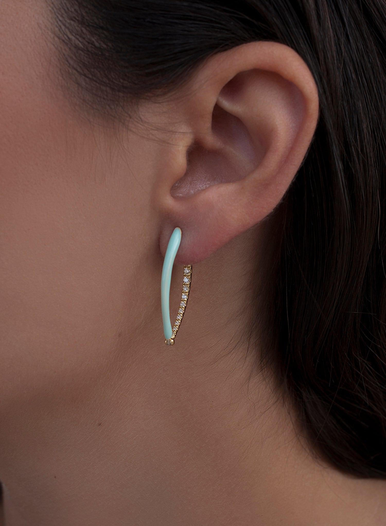 Earrings - Original earrings in mint enamel silver