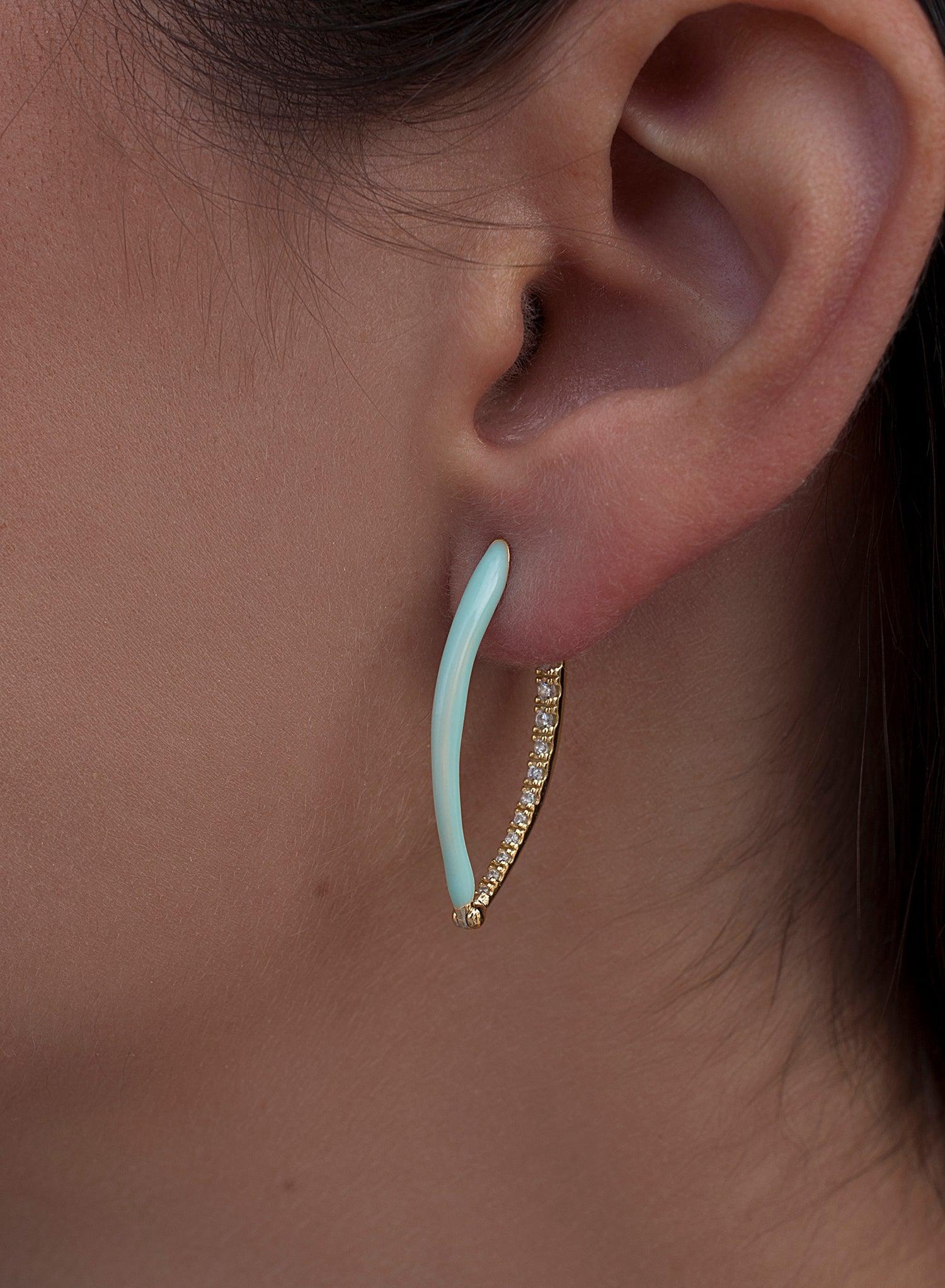 Pendientes originales en plata esmalte mint