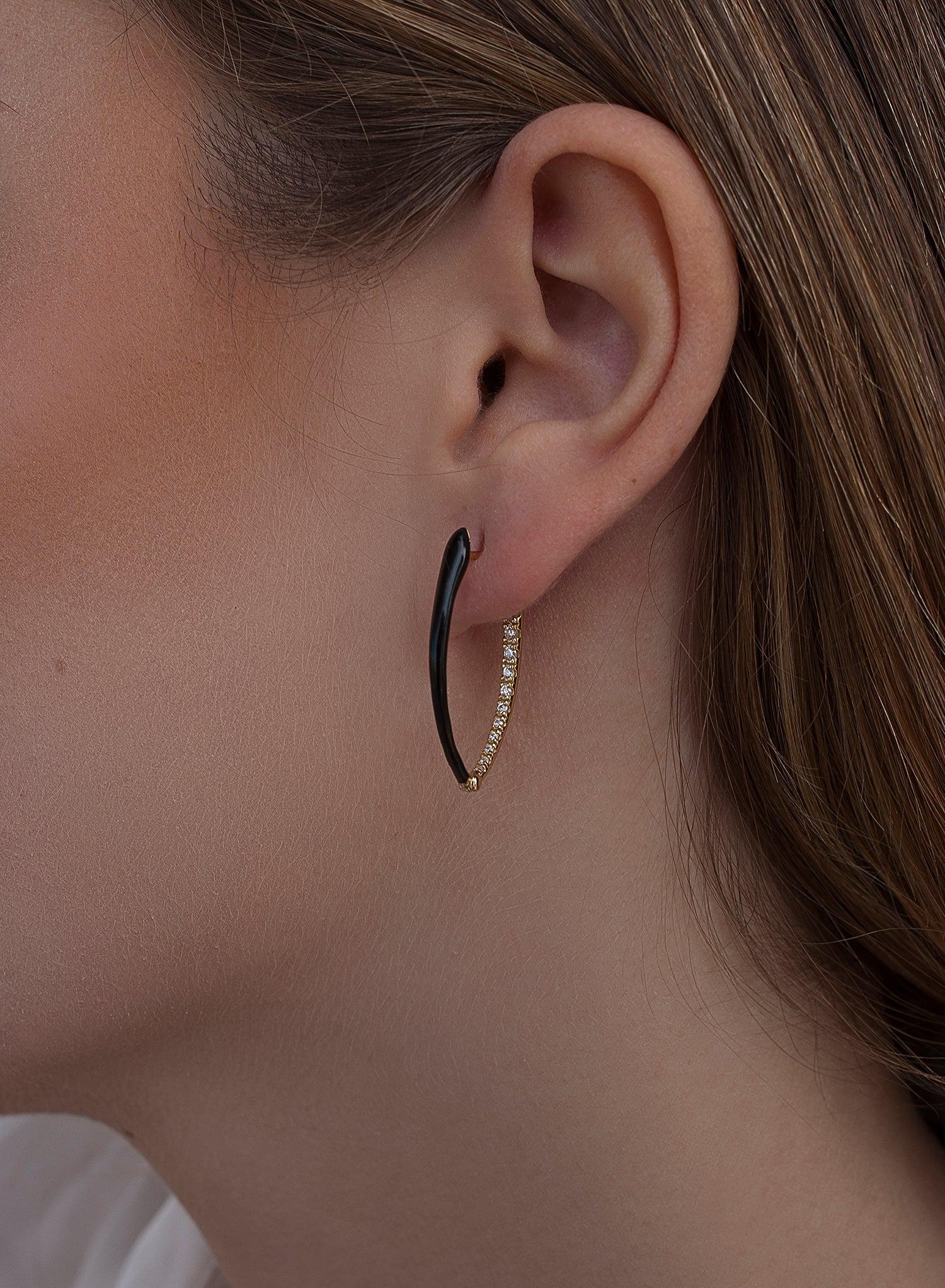 Pendientes originales en plata esmalte negro