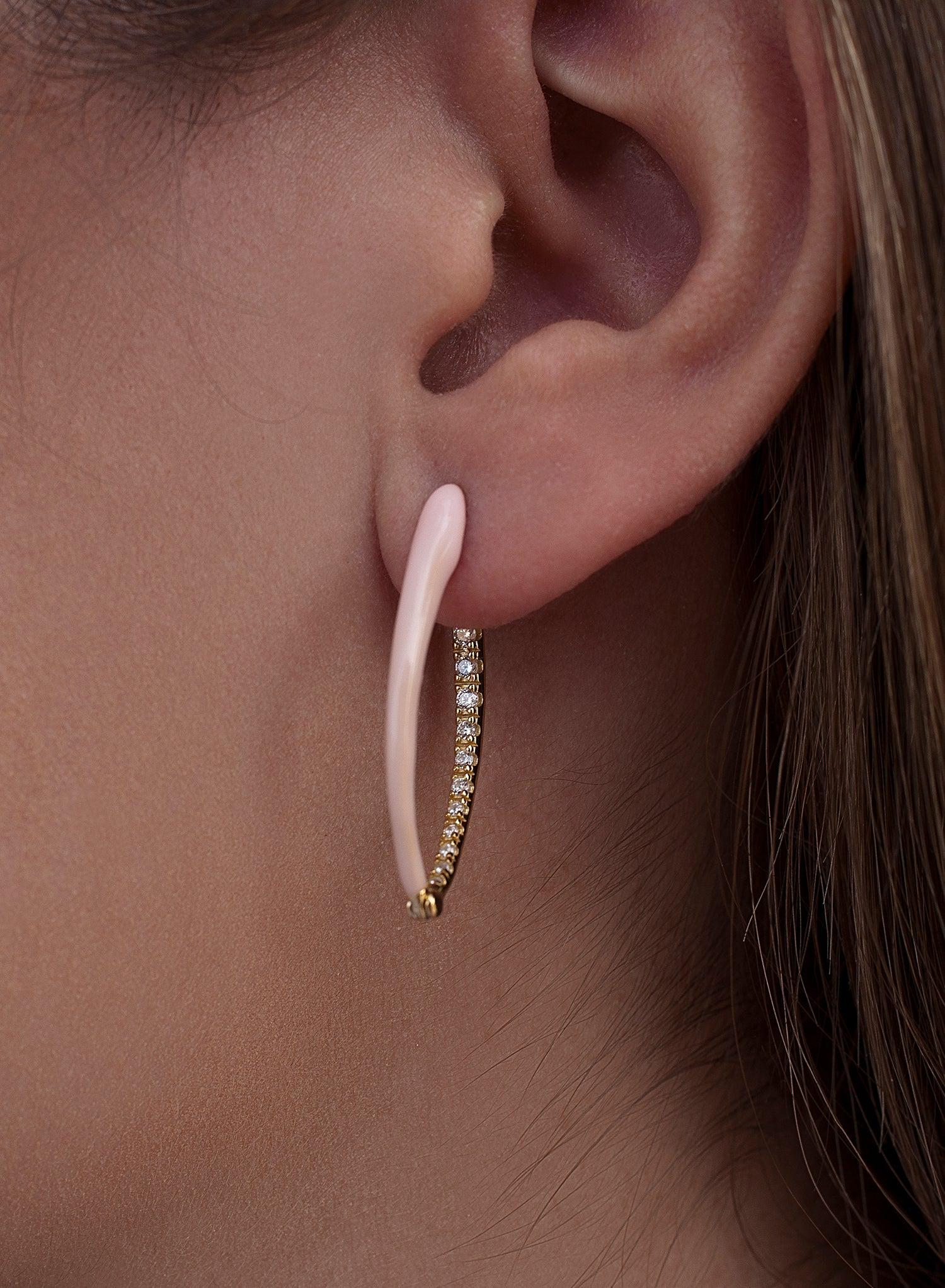 earrings original in silver varnish Pink