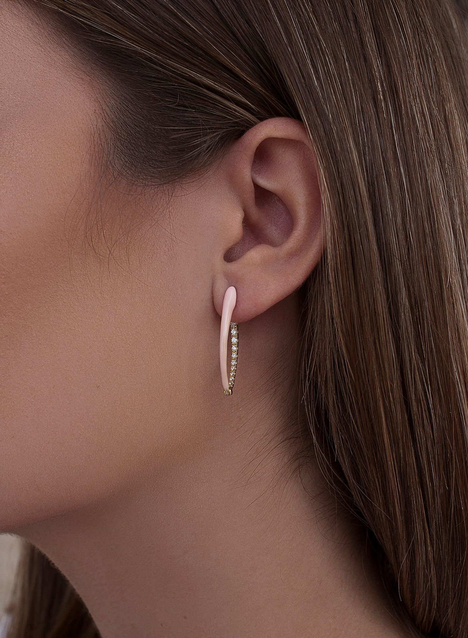 earrings original in silver varnish Pink