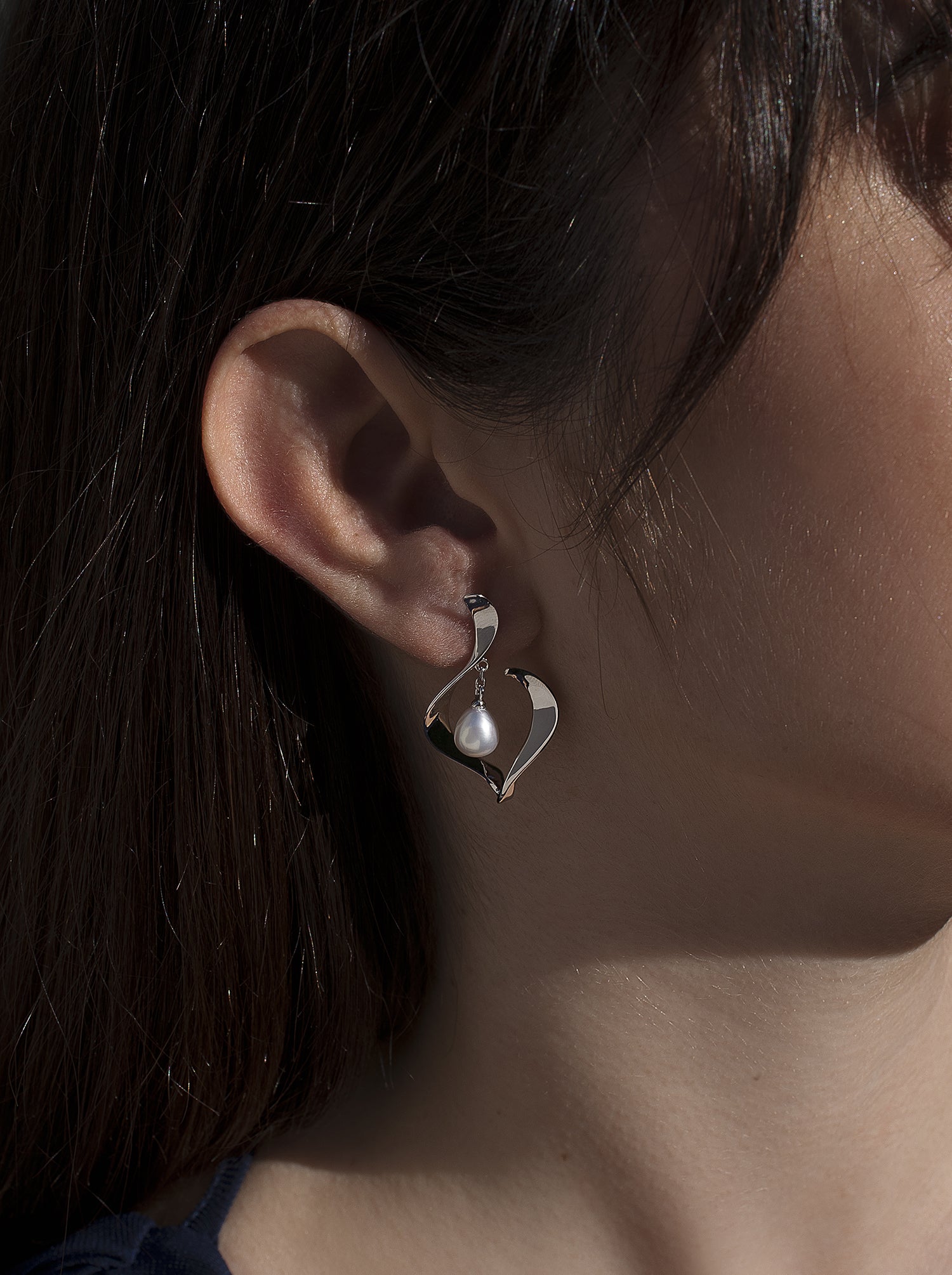 Pendientes originales plata diseño perla colgante