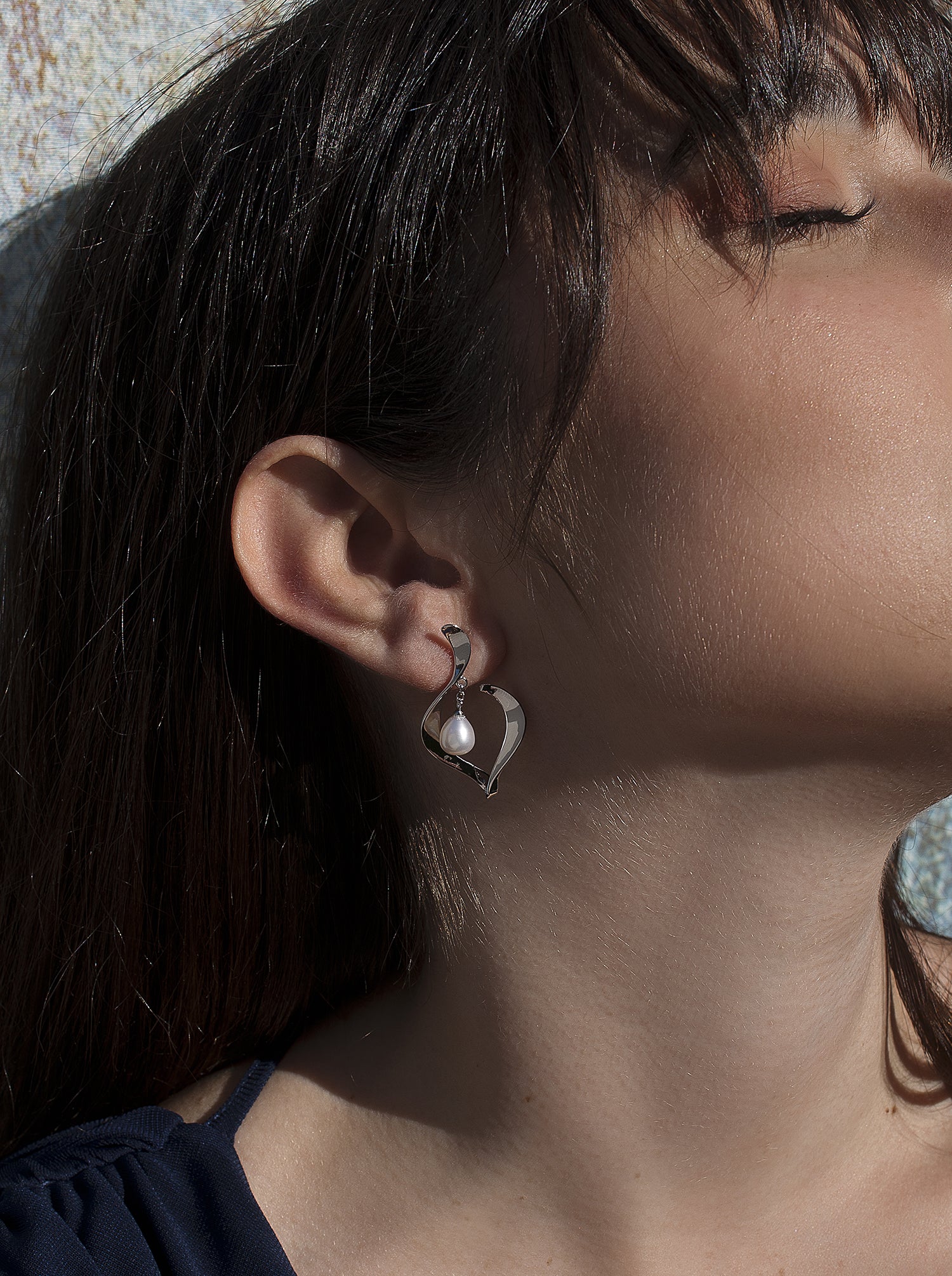 Pendientes originales plata diseño perla colgante