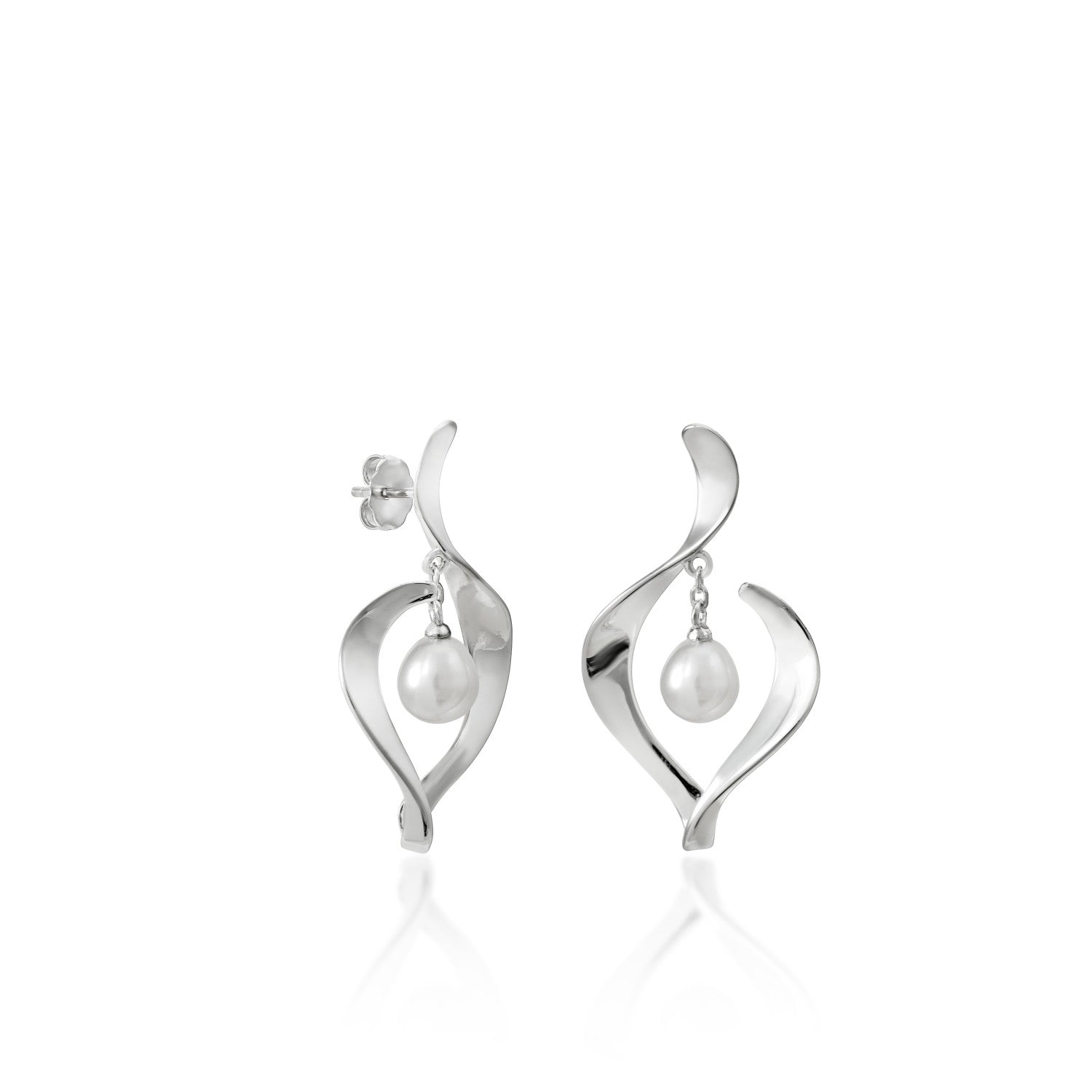 Pendientes originales plata diseño perla colgante-LINEARGENT