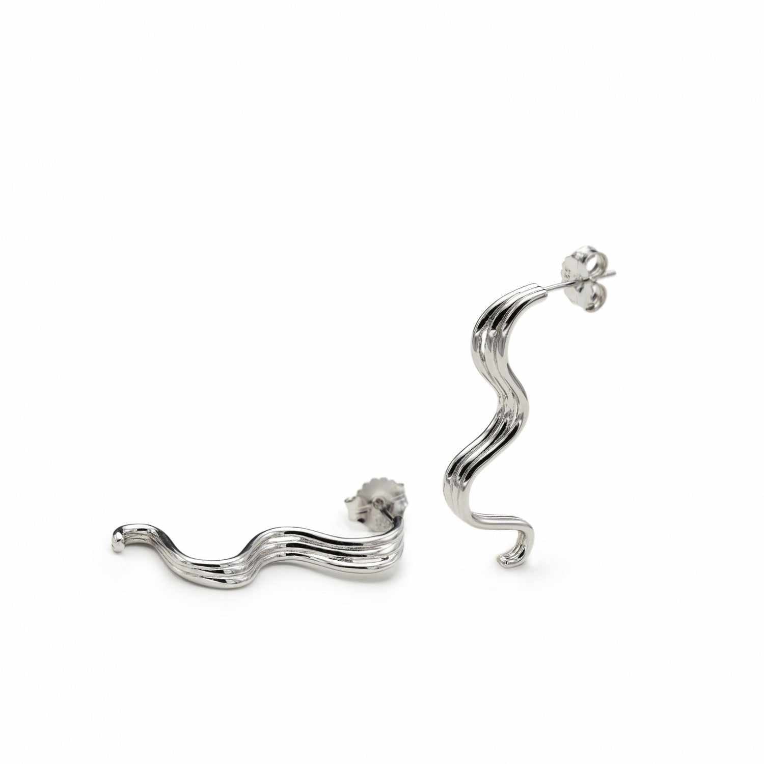 Pendientes originales plata finos curvado triple rail-LINEARGENT