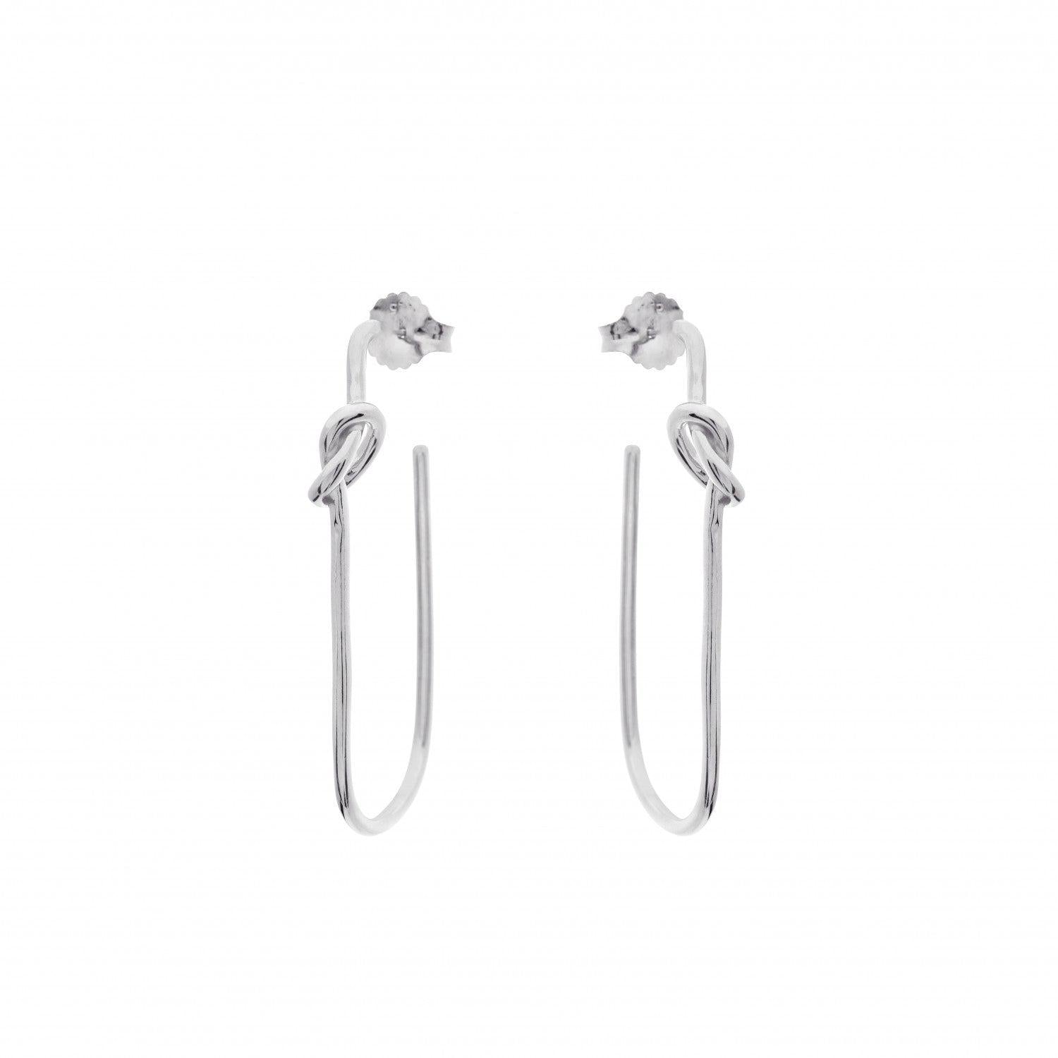 Pendientes originales plata largos con diseño de nudo-LINEARGENT