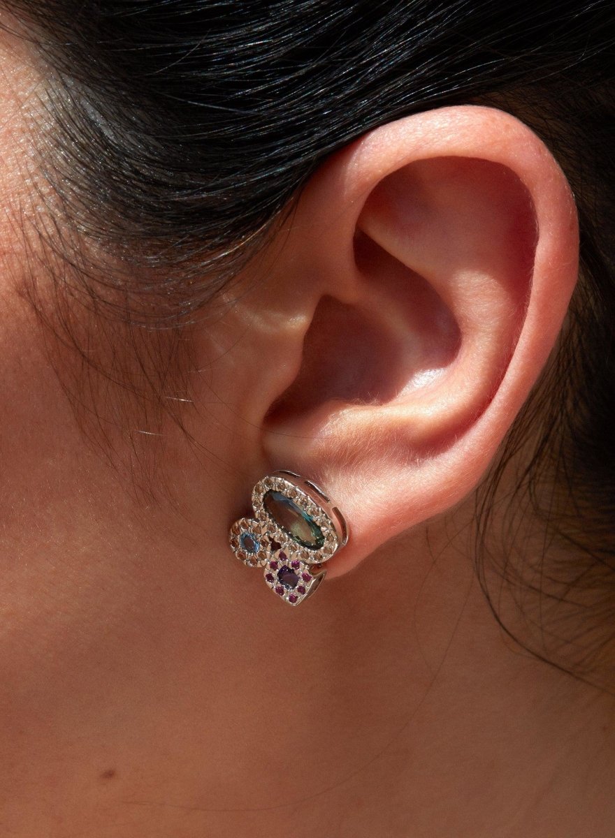 boucles d'oreilles petits de pierres de couleurs LINEARGENT