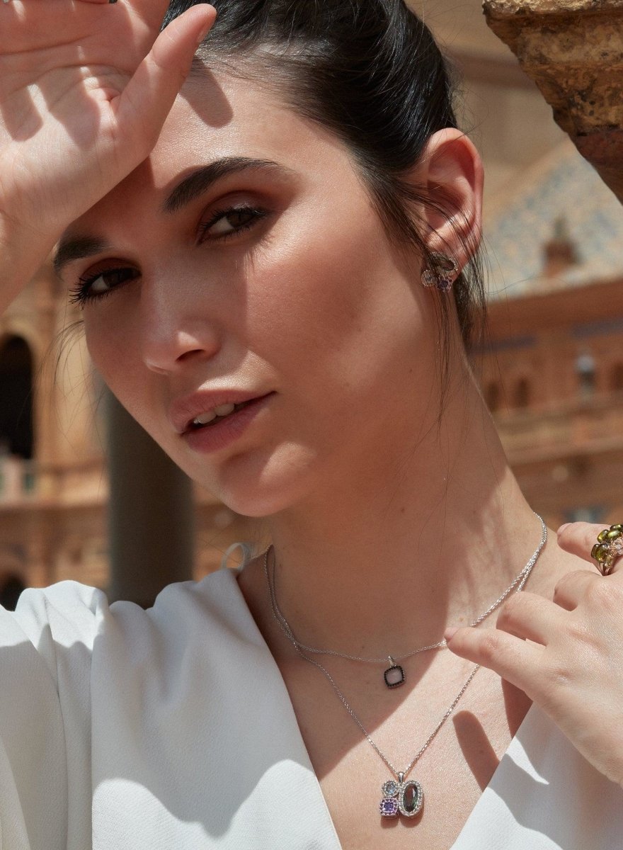 boucles d'oreilles petits de pierres de couleurs LINEARGENT