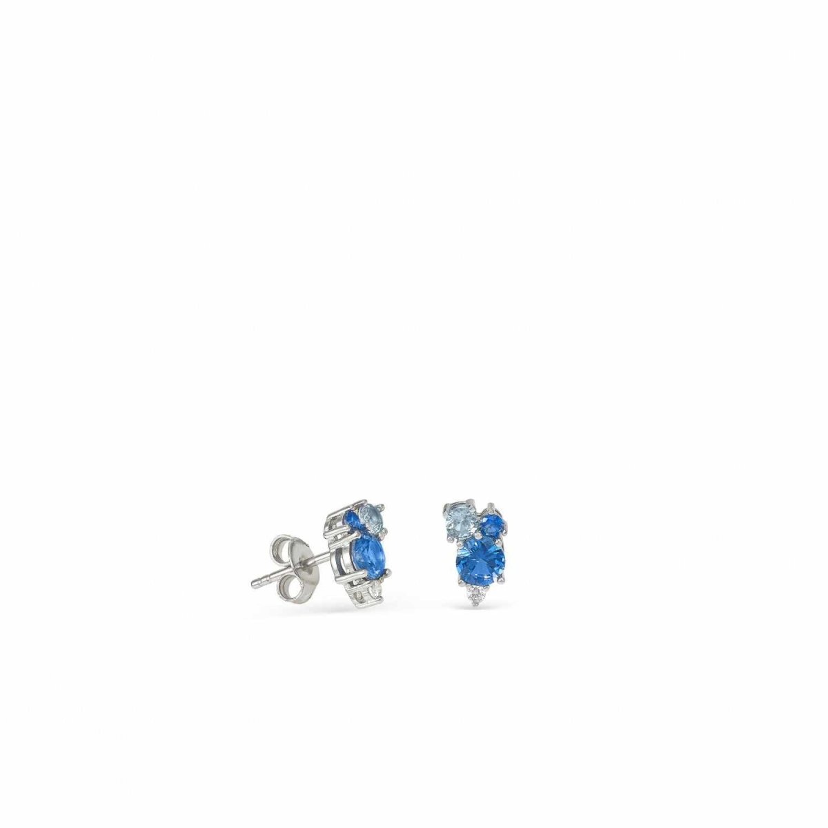Pendientes pequeños de plata cuarzo adamantino azul-LINEARGENT