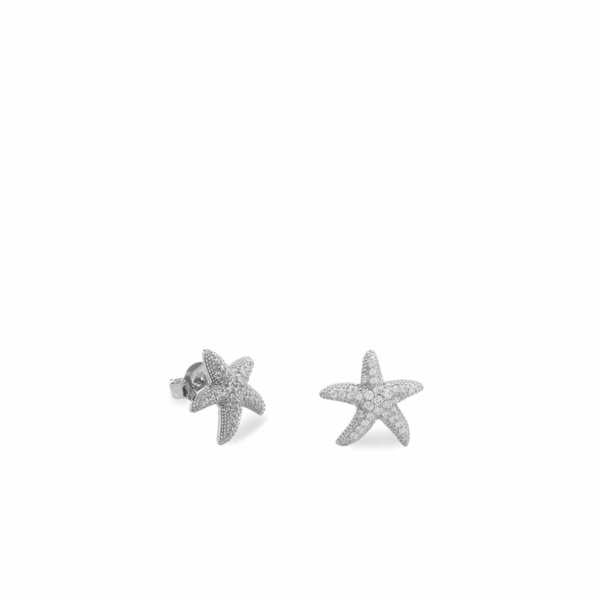 Pendientes pequeños de plata motivo estrella de mar-LINEARGENT