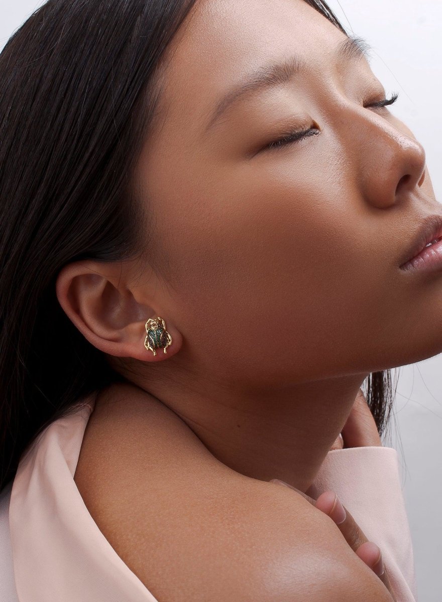 earrings small beetle motive and zirconias