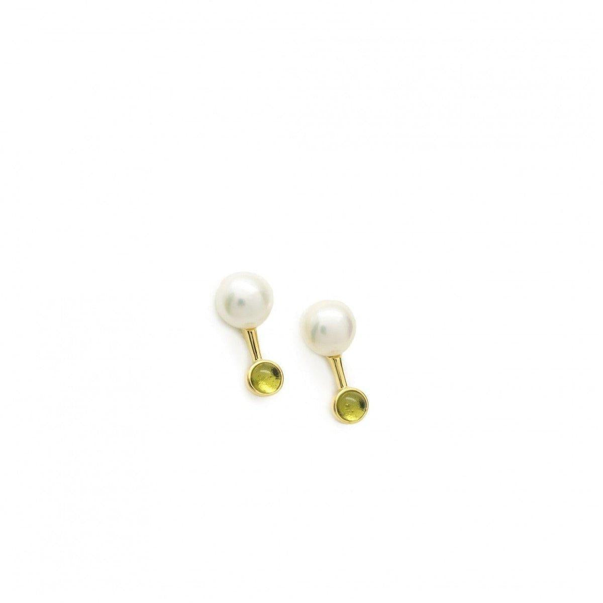boucles d'oreilles perles avec design up&down green LINEARGENT