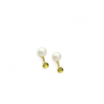 Pendientes perlas con diseño up&down tono verde