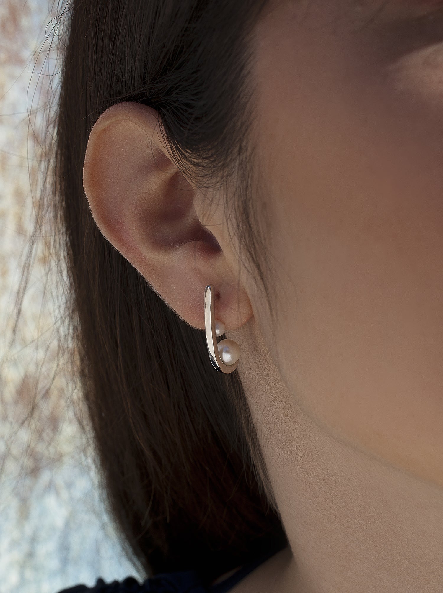 Pendientes perlas de plata diseño gancho con doble perla