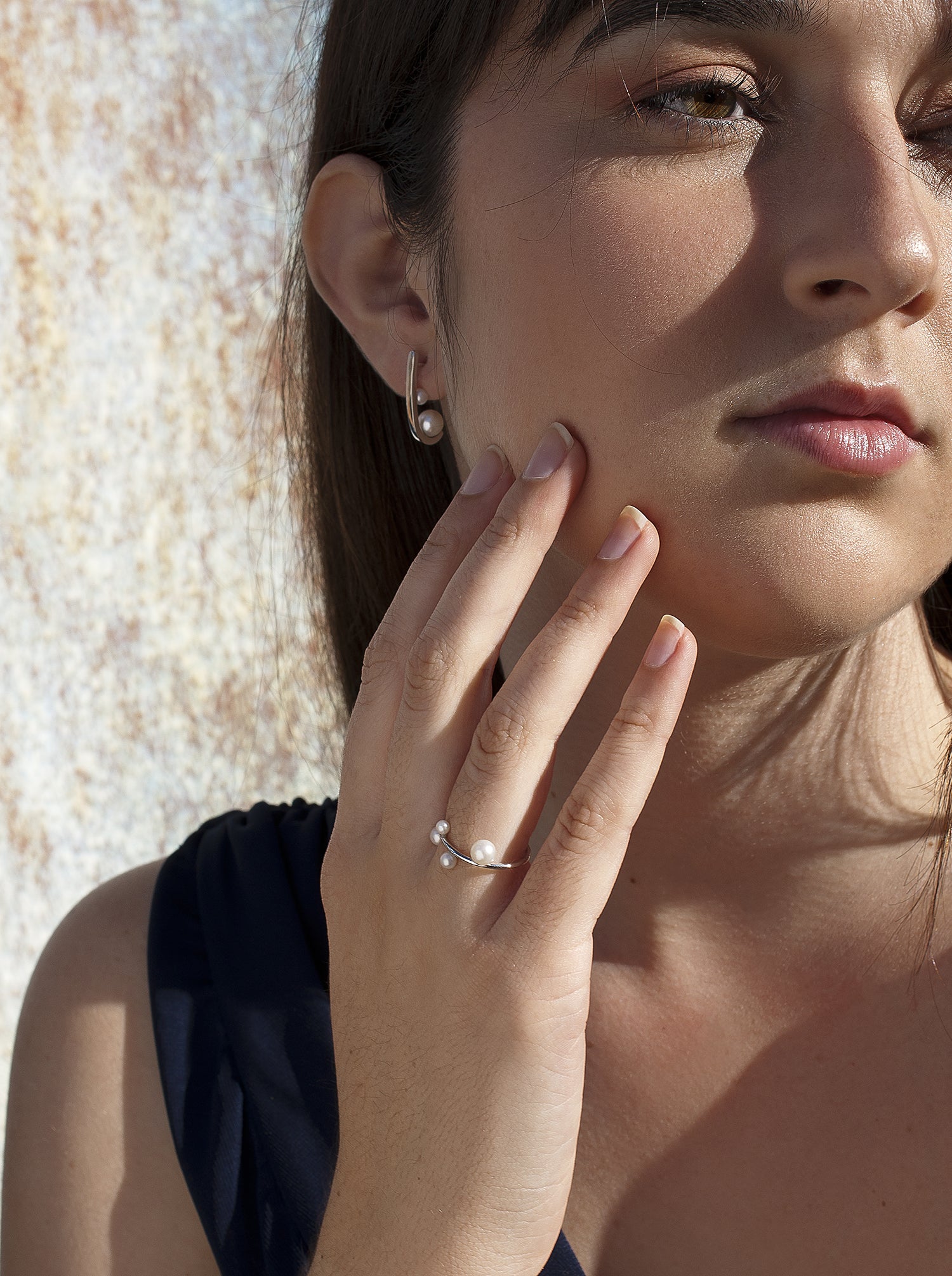 Pendientes perlas de plata diseño gancho con doble perla