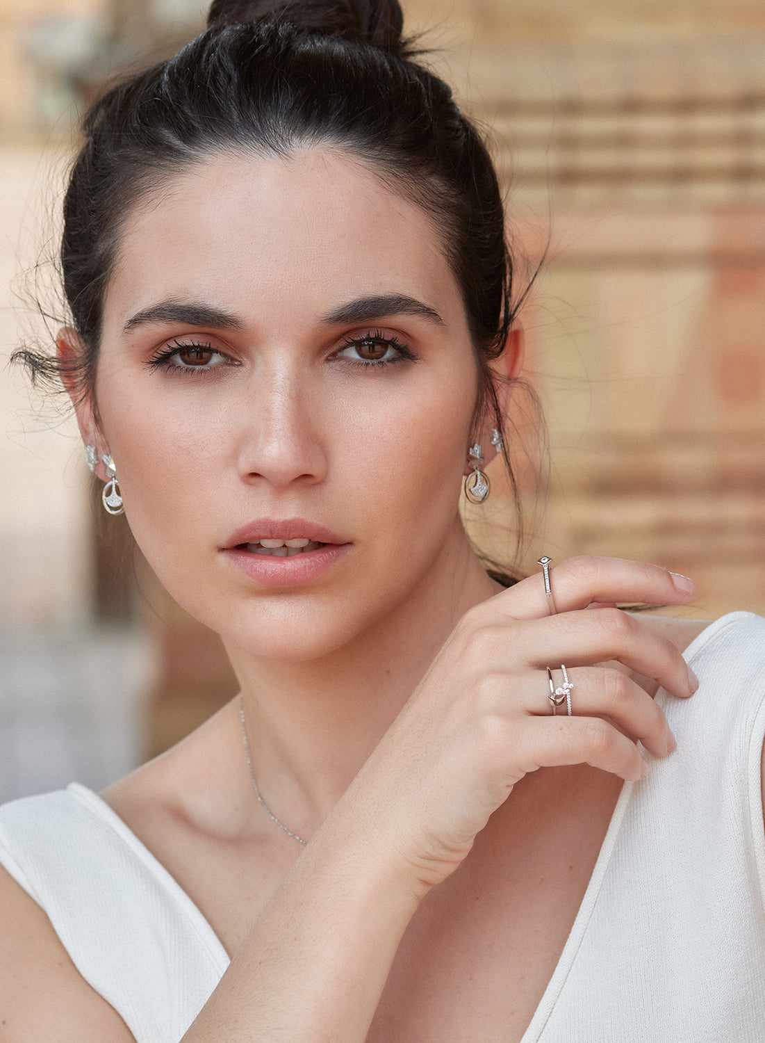 Boucles d'oreilles argent et zircons mobile avec LINEARGENT