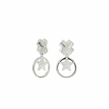 Pendientes plata y circonitas móviles con motivo de circulo y estrella