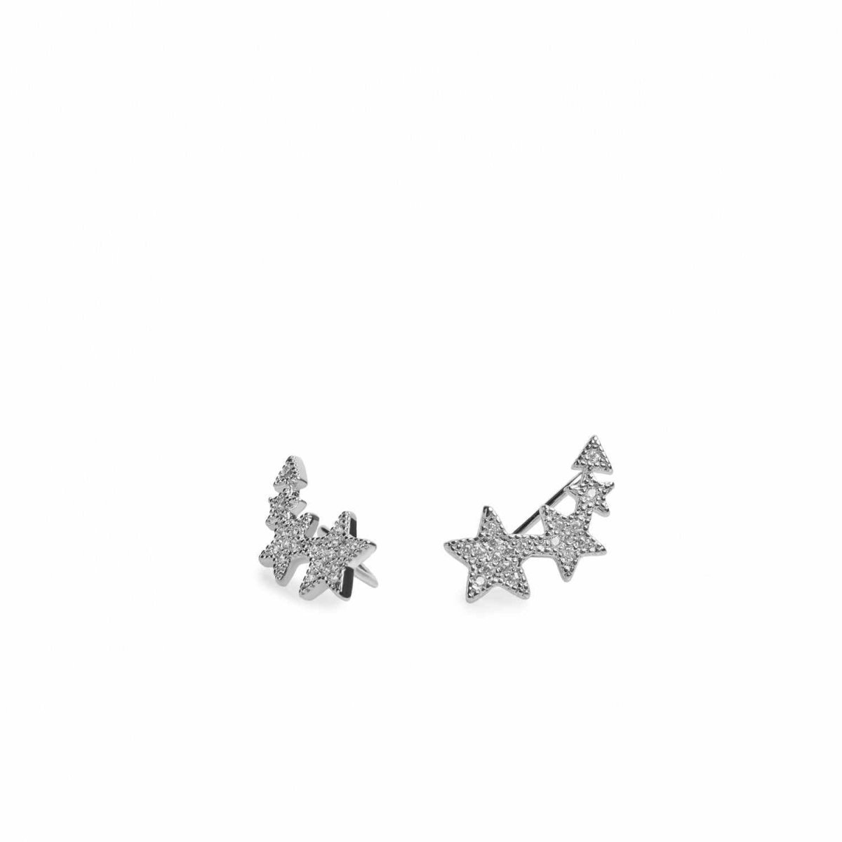 Pendientes trepadores de plata diseño estrella ascendiente-LINEARGENT