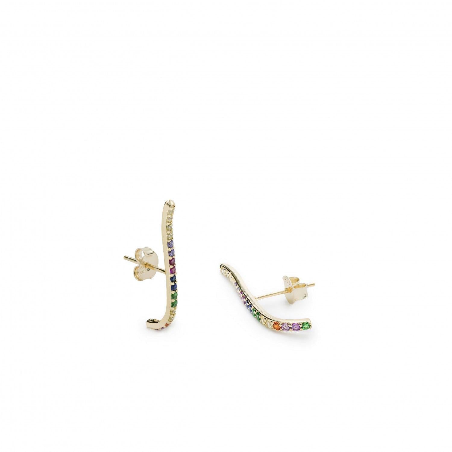 Pendientes trepadores diseño carril de cuarzos adamantinos-LINEARGENT