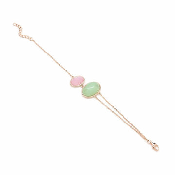 Pulsera bubble de plata y facetado de tonos verde y rosa pastel