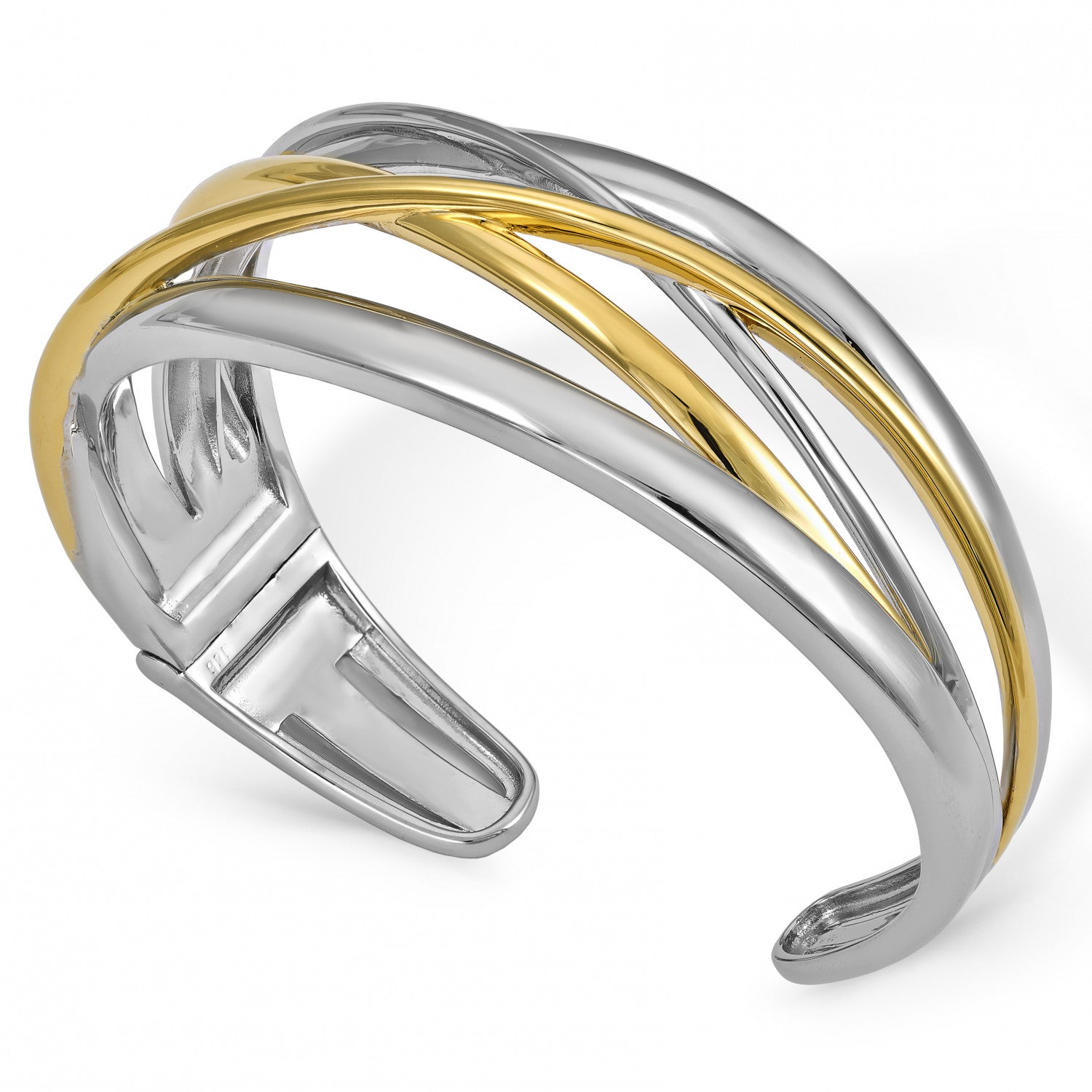 bracelet Braceletbicolore argent avec croix central argent LINEARGENT