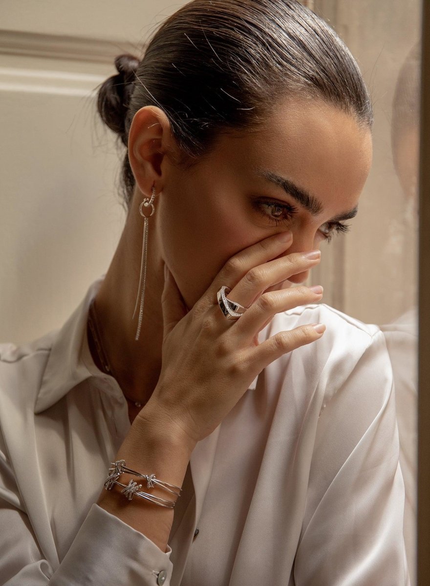 bracelet silver bracelet design double zirconia zirconia and plain silver