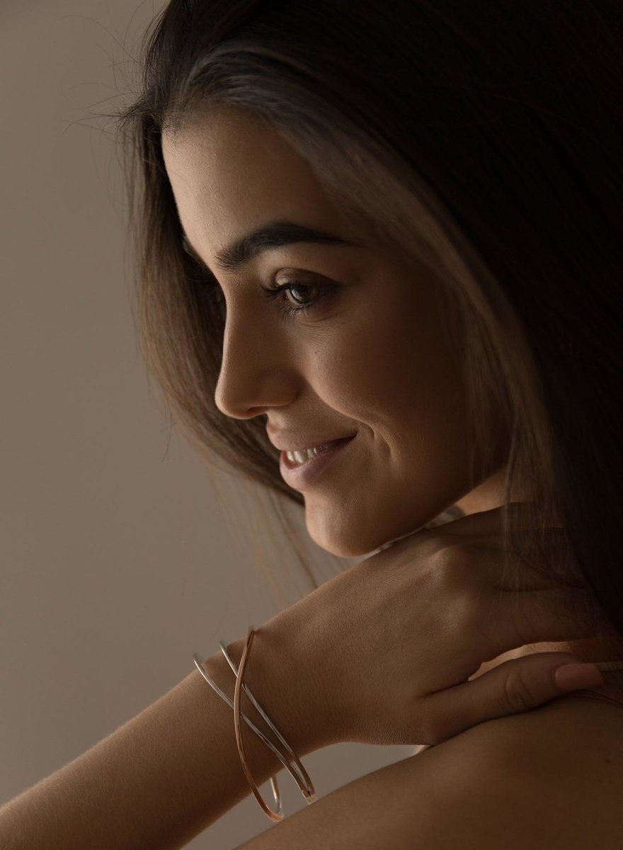 bracelet bracelet épais enargent  avec rail bicolore