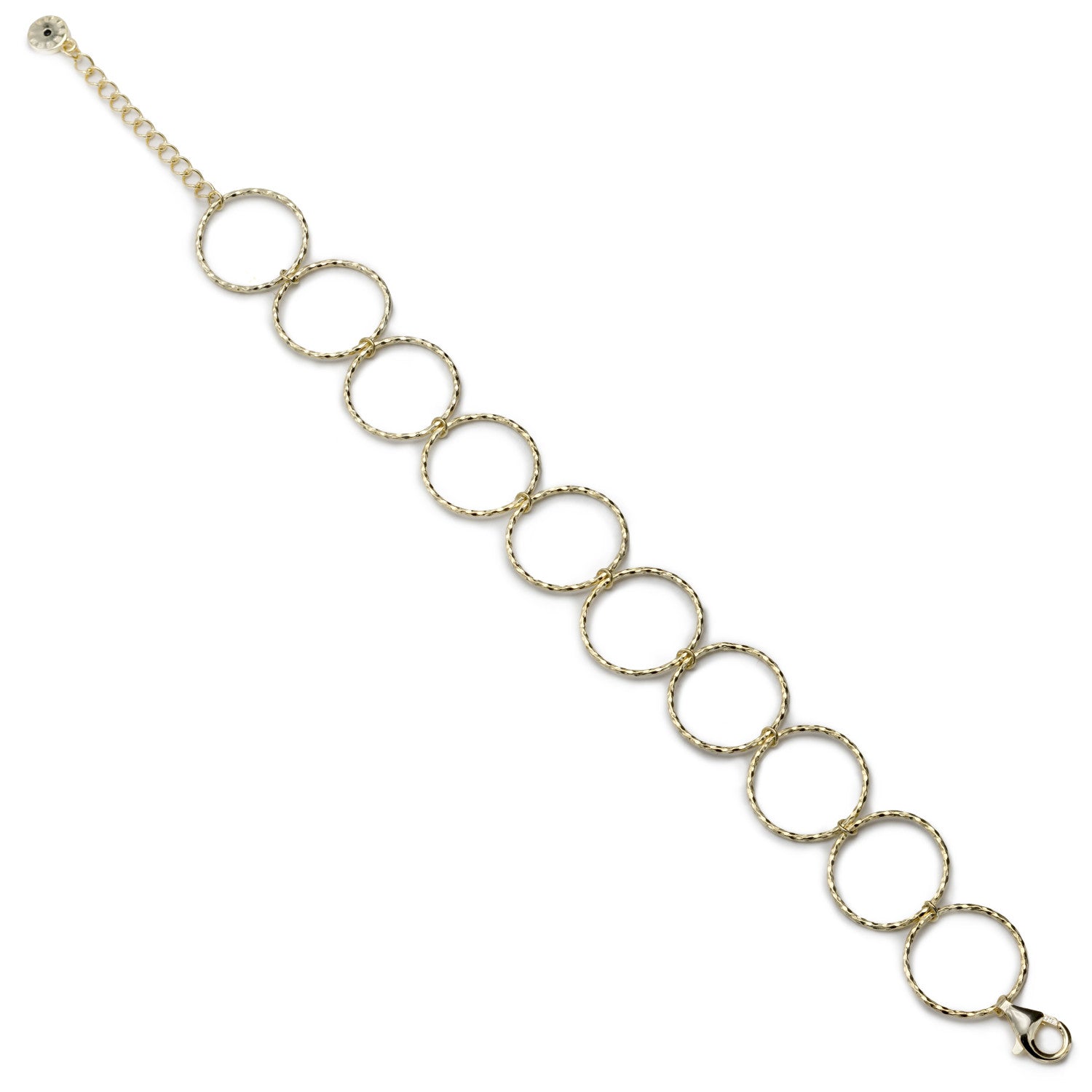 Pulsera eslabones plata bañada en oro diseño aros estilo boho-LINEARGENT