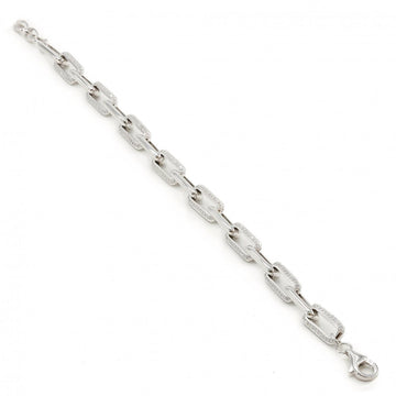 Pulsera eslabones plata con diseño rectangular con circonita