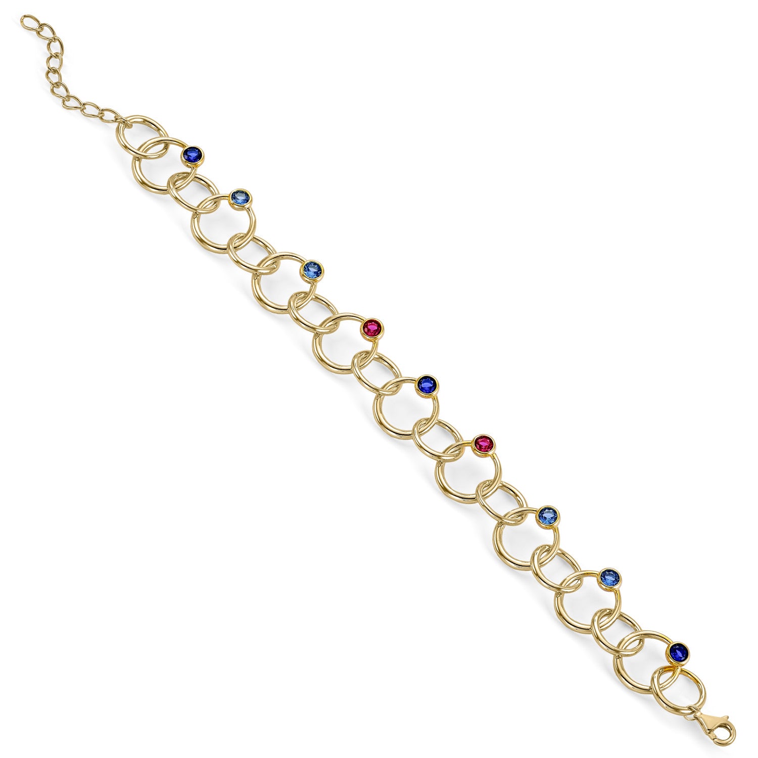 Pulsera eslabones plata diseño círculos entrelazados-LINEARGENT