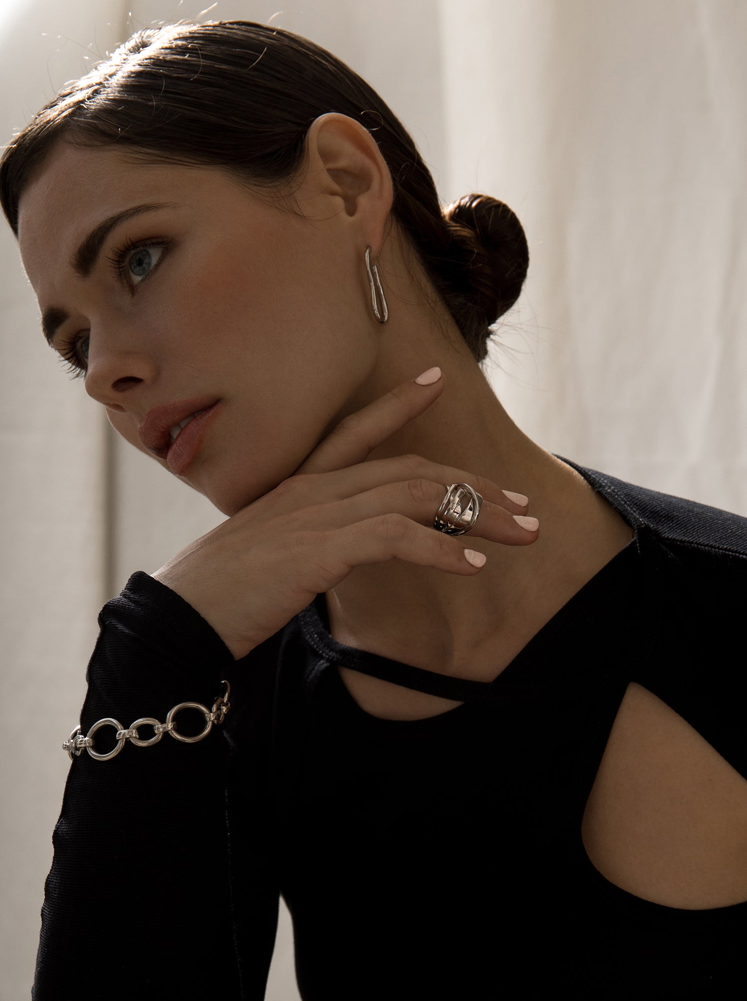 Pulsera eslabones plata diseño ovalados dos medidas-LINEARGENT