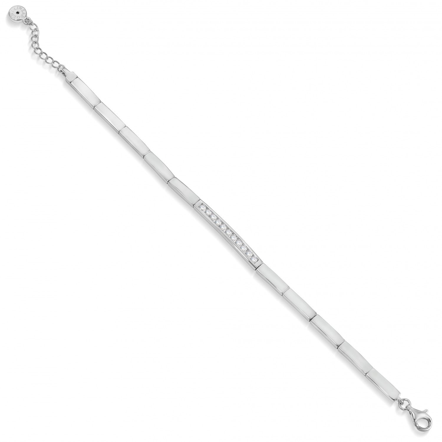 Pulsera eslabones plata para novia con tira de circonitas-LINEARGENT