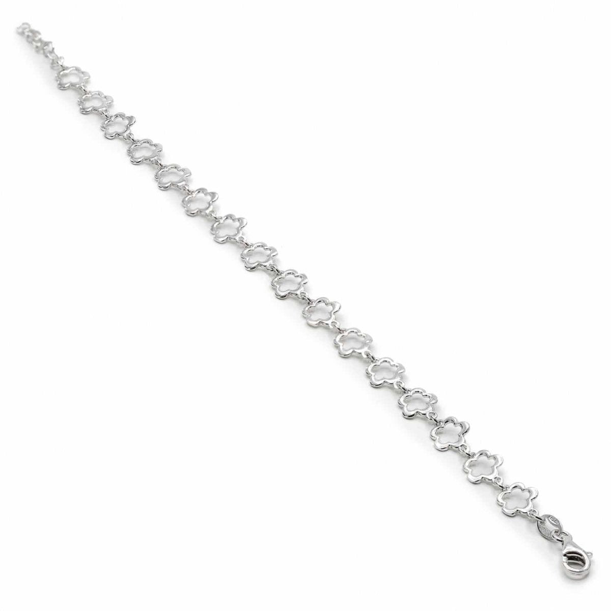 Pulsera infantil de plata diseño floral